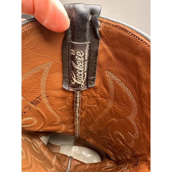 Lucchese Vtg 90s Mens Ranch Hand Western Boots 8.5 D Anthracite Gray Leather USA - Picture 5 of 16